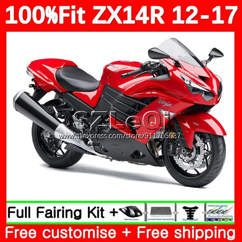 ZZR1400 For KAWASAKI NINJA ZX 14 14R ZX14R 12 13 14 15 16 17 Glossy red 118No.37 ZX-14R 2012 2013 2014 2015 2016 2017 Fairing