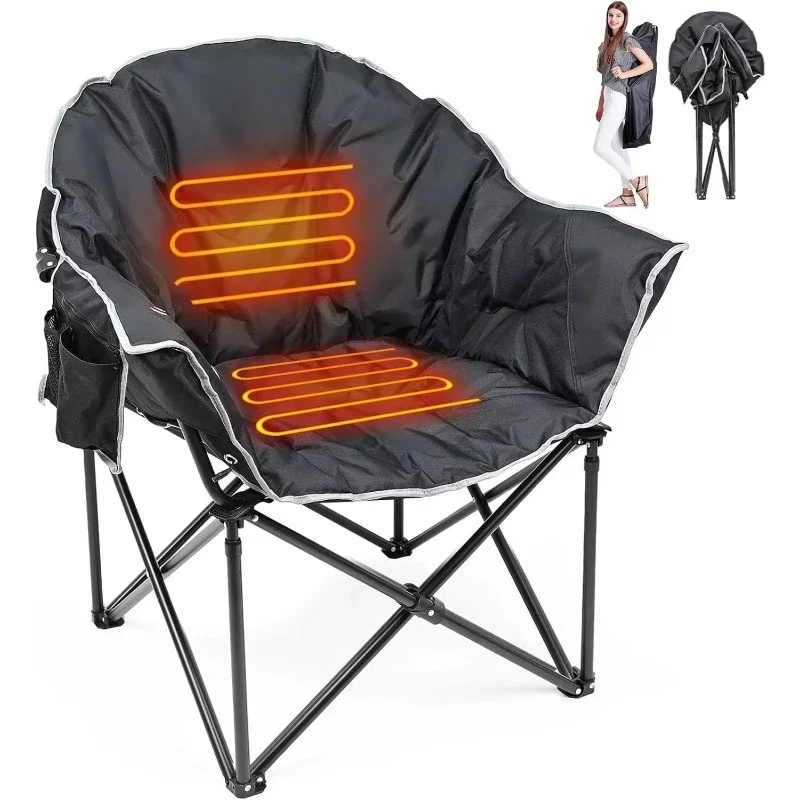 

Outdoor Extra Large Portable Folding Heated Hiking Camping Chair with 3 Types of Heat, Padded