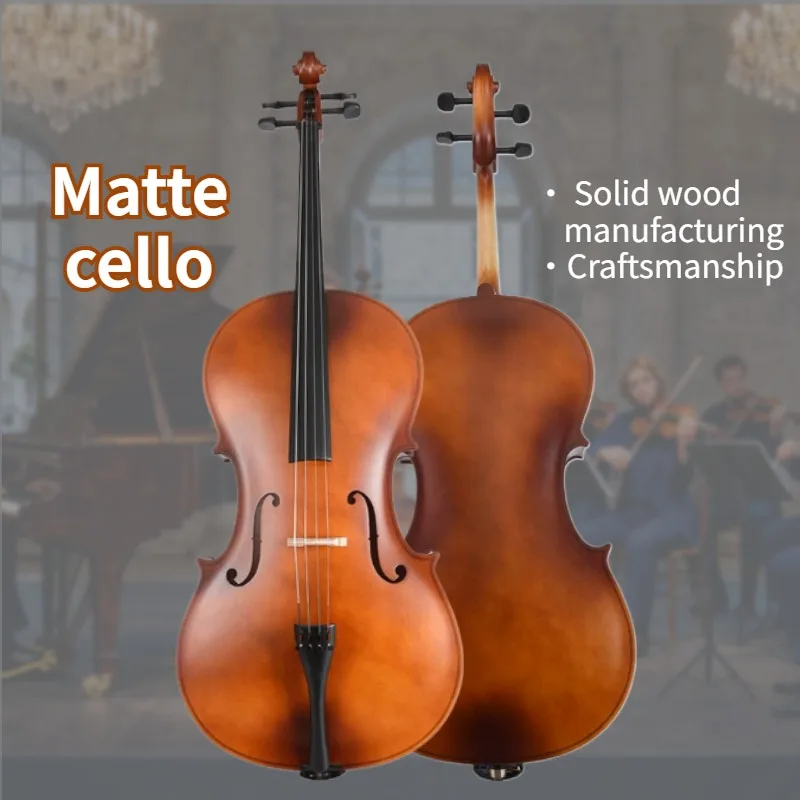 Adult Beginner Cello, Handcrafted Spruce Top Solid Wood Matte Cello, Starter Kit with Top Cello with Bow, Handmade Artisan Craft