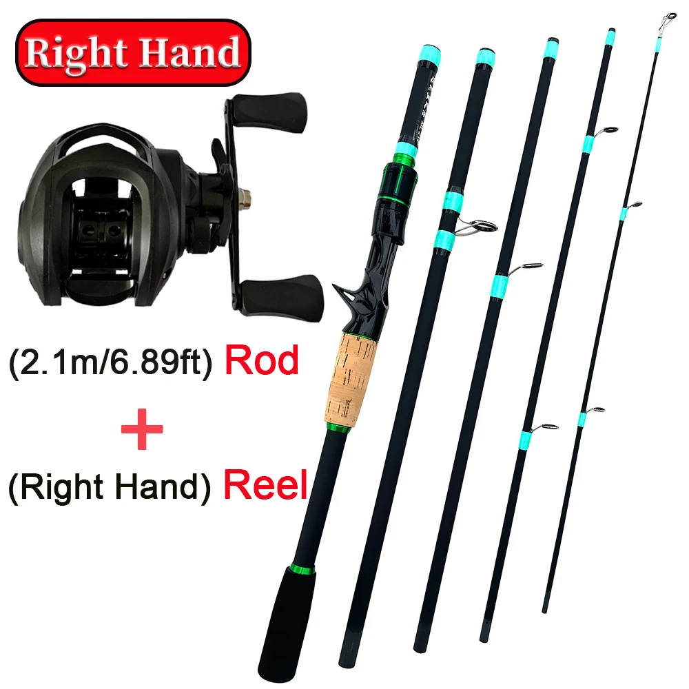 5/4 Abschnitte Ultraleichte Carbon Reise Angelrute Combo ML Power Lure Pole mit 18+ 1BB Baitcastingrolle Max Drag 8KG Pesca