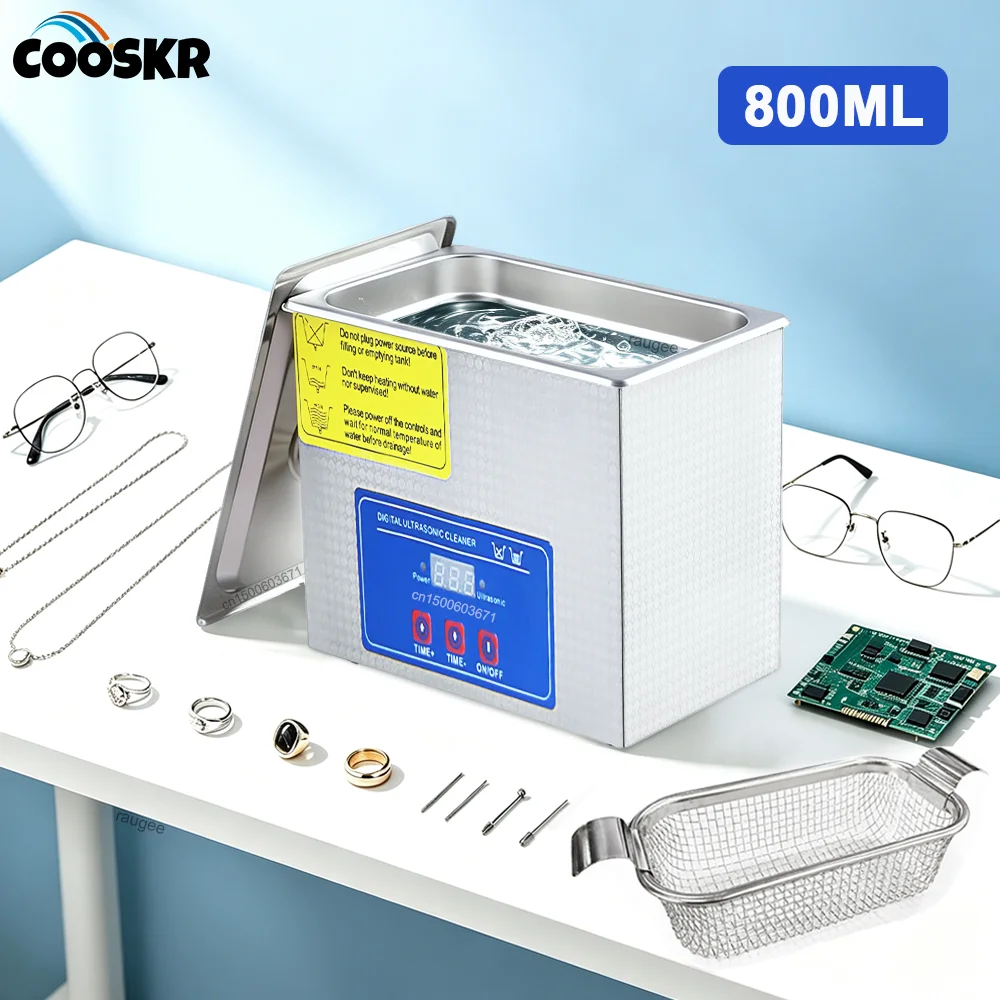 800ML Ultrasonic Cleaner Portable Ultrasound Cleaning Machine 40KHZ Ultrasonic Washing Bath Glasses Jewelry Ultrasonic Cleaner