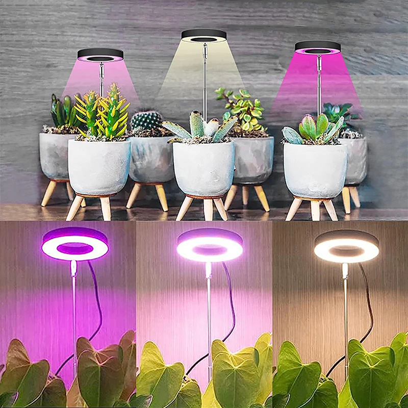 Grow Light Full Spectrum LED Plant Light For Indoor Plants Height Adjustable Growing Lamp With Timer 3/9/12H Dimmable Brightness