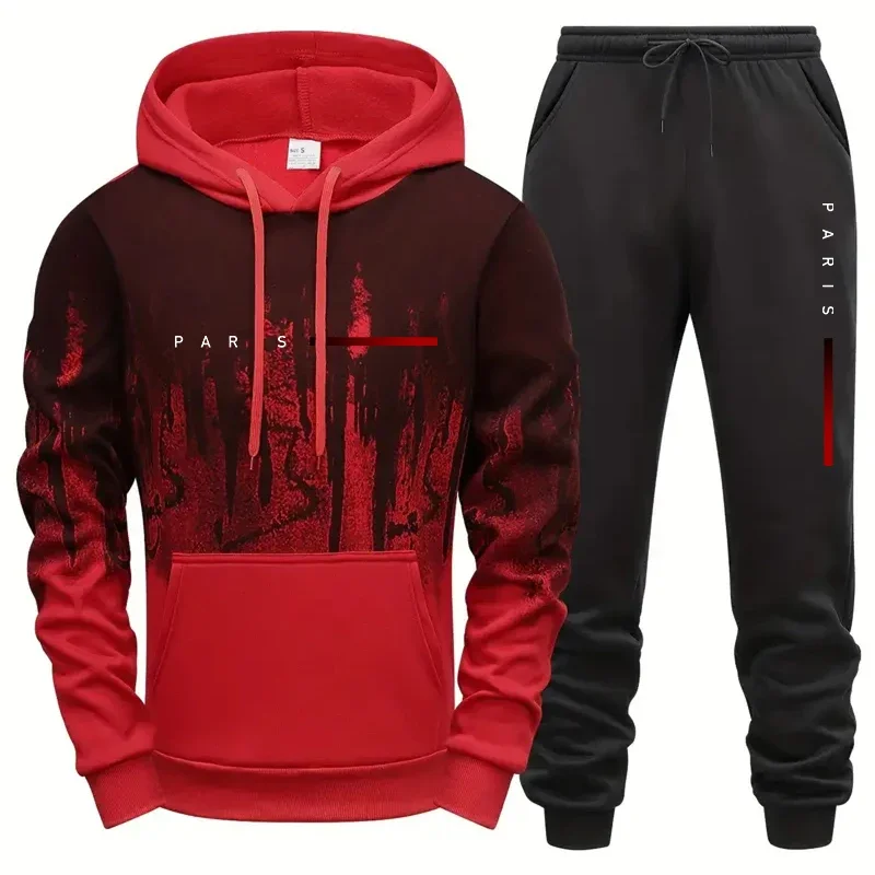 2025 outono/inverno casual masculino correndo moletom com capuz, calças de moletom, ao ar livre confortável streetwear casual jogging roupas esportivas