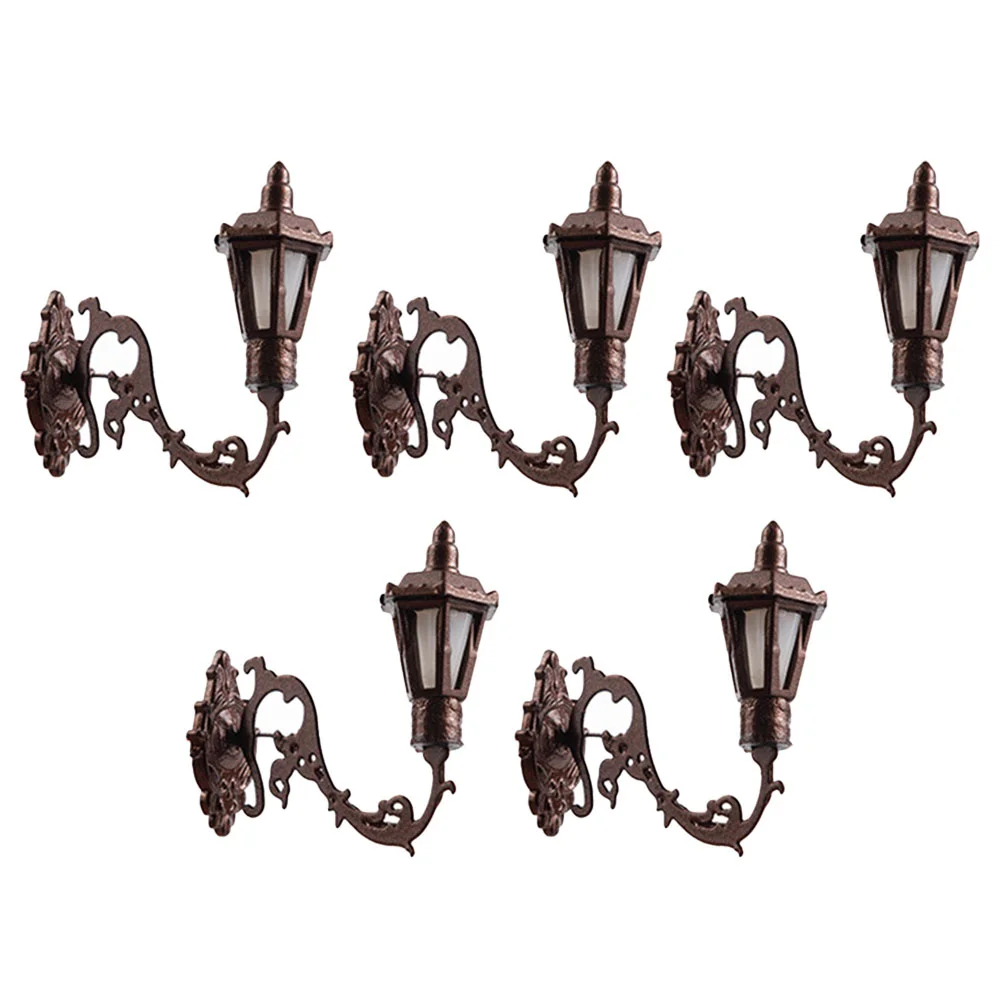 5 Pcs Micro Landscape Wall Light Mini Lamp Model Miniature LED Simulation Small Sand Table Ornament Stainless Steel Plus Abs