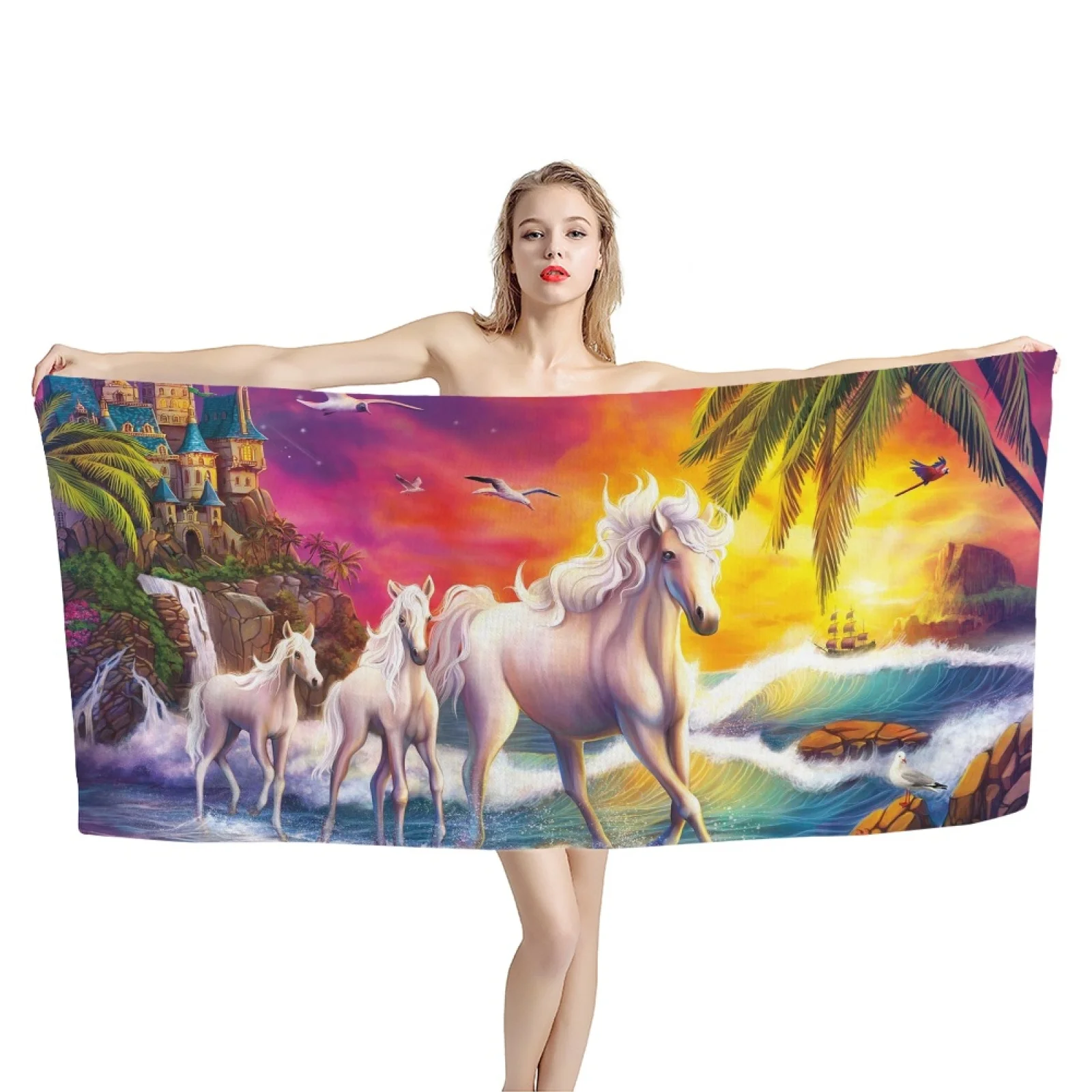 Toalhas De Banho Microfiber Face Bath Towel for Men Woman 2025 Horse Print Qucik Dry Beach Swim Sport Towel Camping Yoga Toallas