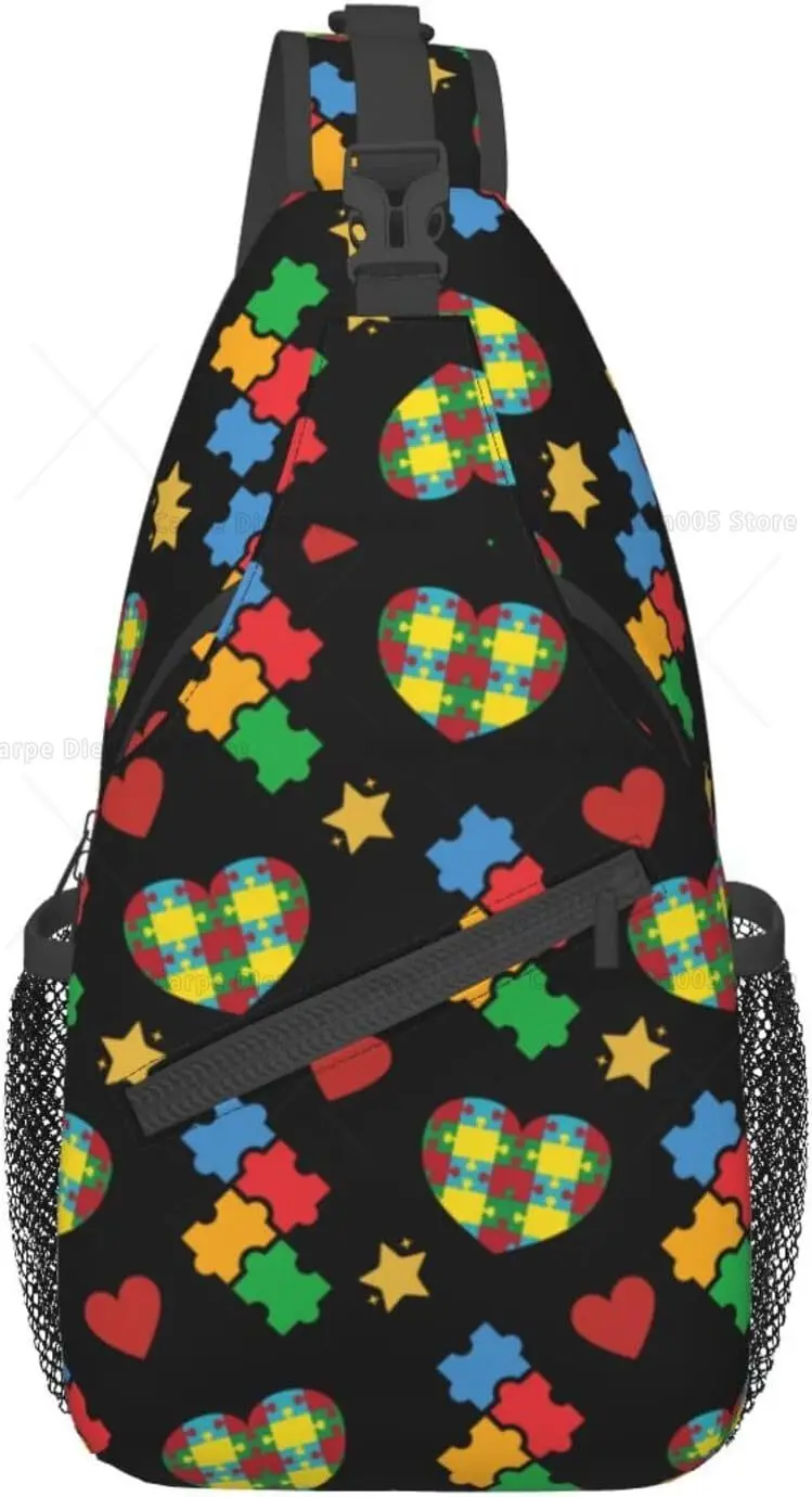 

Autism Awareness Bag Crossbody Sling Backpack Travel Hiking Daypack Autism Chest Bags Shoulder Bag For Women Men