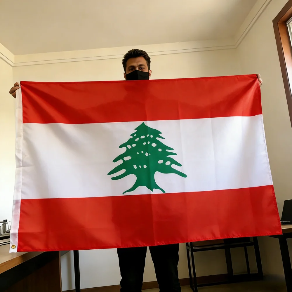 Lebanon Flag 150x90cm 3x5 FT Lebanese National Flag Cedar Tree Polyester Double Stitched Outdoor Indoor Decoration
