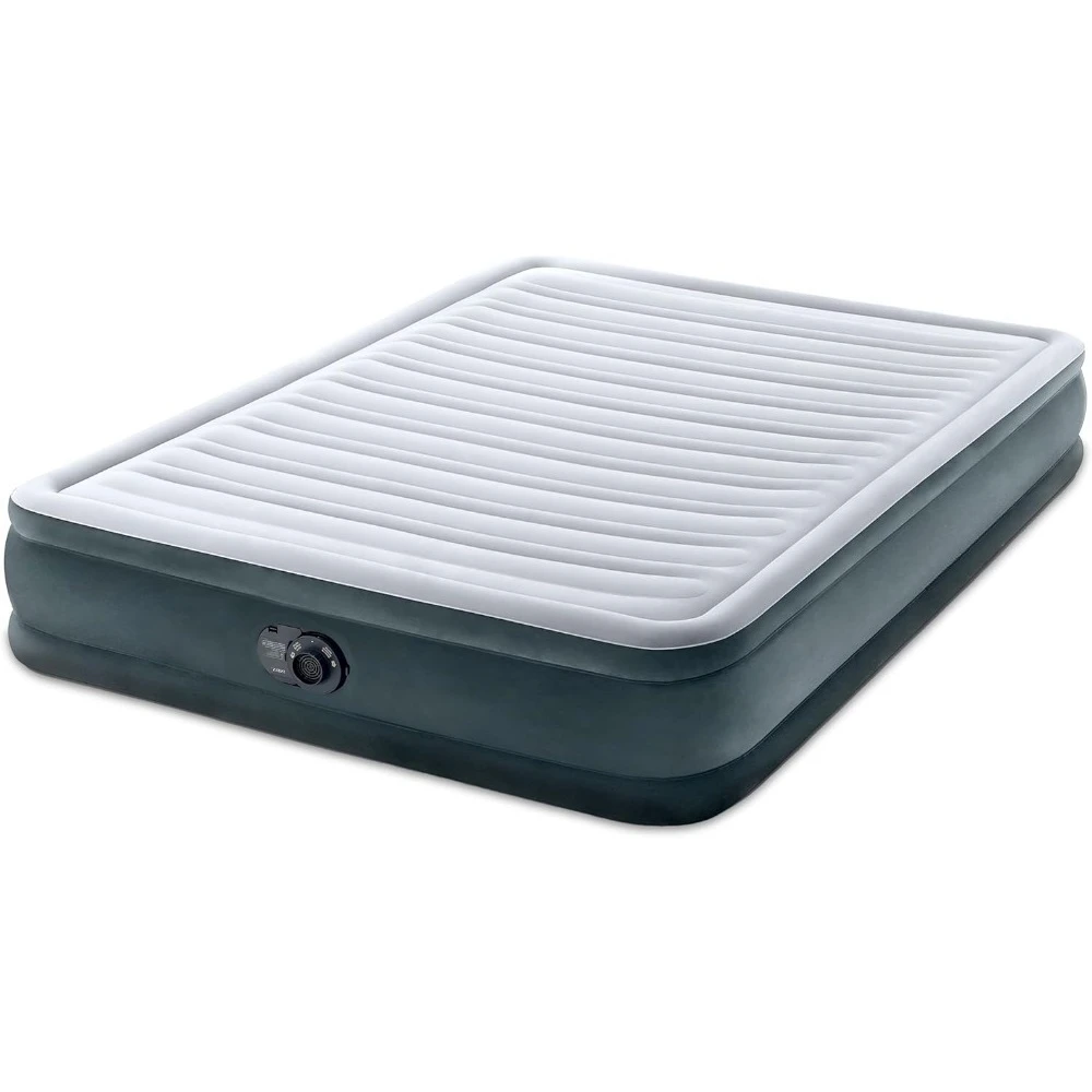 Mid-Rise Air Mattress Bed with Built-in Pump, Dura-Beam Deluxe Comfort Plush, Queen - Portable Luxury Travel Airbed