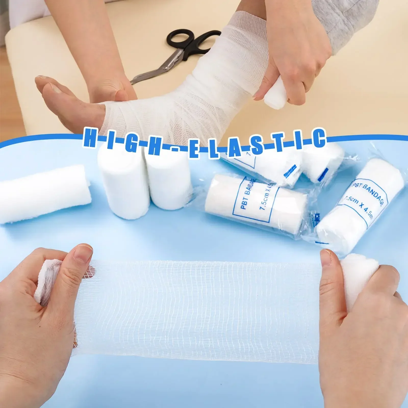 Home Travel PBT Elastic Bandage Breathable Conforming First Aid Kit Emergency Gauze Fixing Trauma Wound Dressing Care Supplies