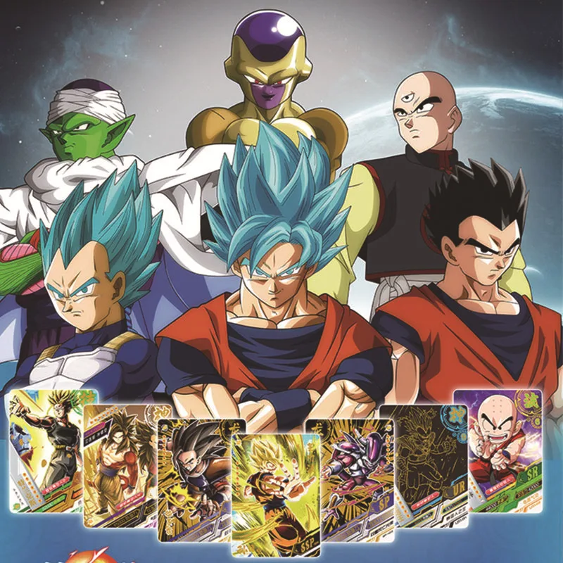 Anime Dragon Ball kolekcjonerska karta Goku Vegeta Freeza Sayajins rzadka postać gra karciana zabawka prezent bożonarodzeniowy dla dziecka