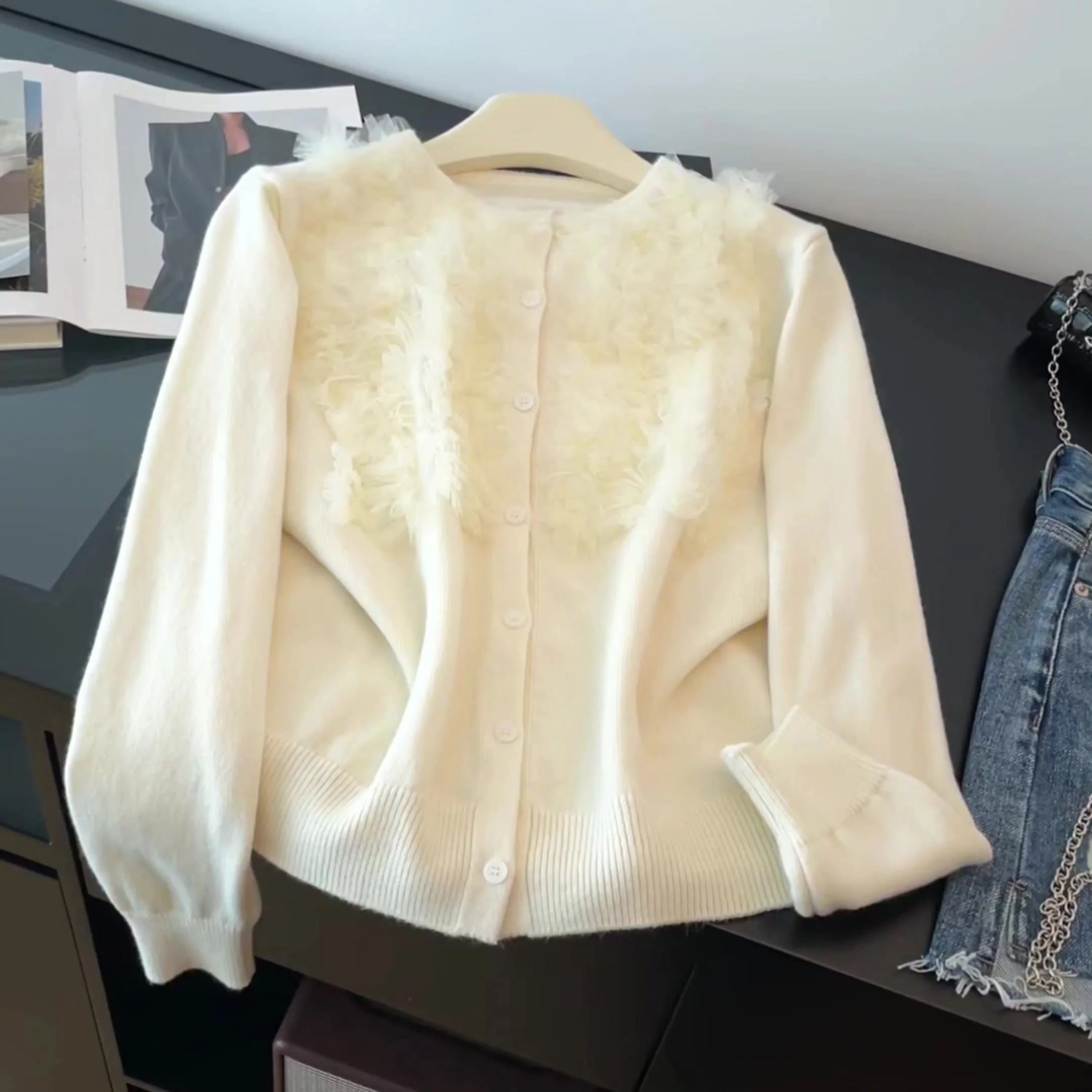 

Women Apricot Cardigan Sweater 2000s Vintage Korean Style O-Neck Jumper Knit Long Sleeves Cashmere Sweater Clothes Winter 2025