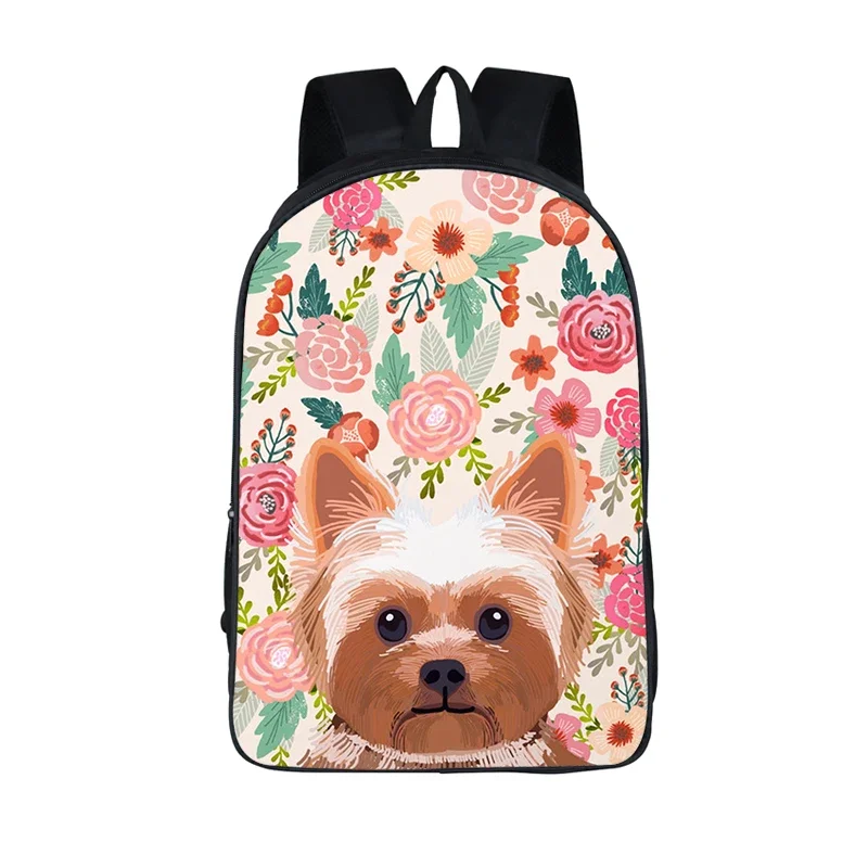 Mochila Boston Terrier con flores para perros, bolso escolar con diseño floral rosa, divertido cachorro, Bulldog, mochilas informales para estudiantes, niños y niñas, deporte de viaje