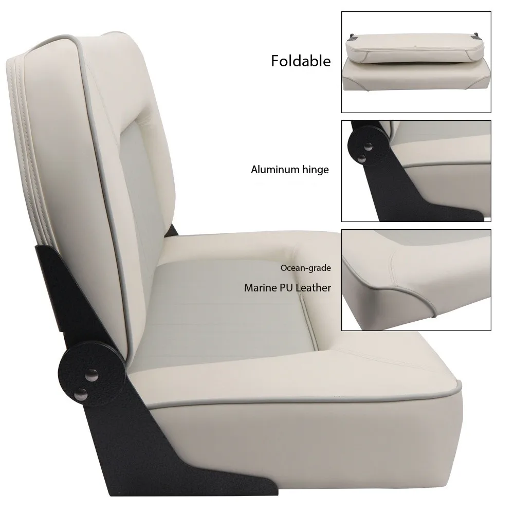 

Boat Bench Seat,Low Back Double Folding Boat Seat,Seat for Bass Jon Fishing Boat Anti-corrosion Leather