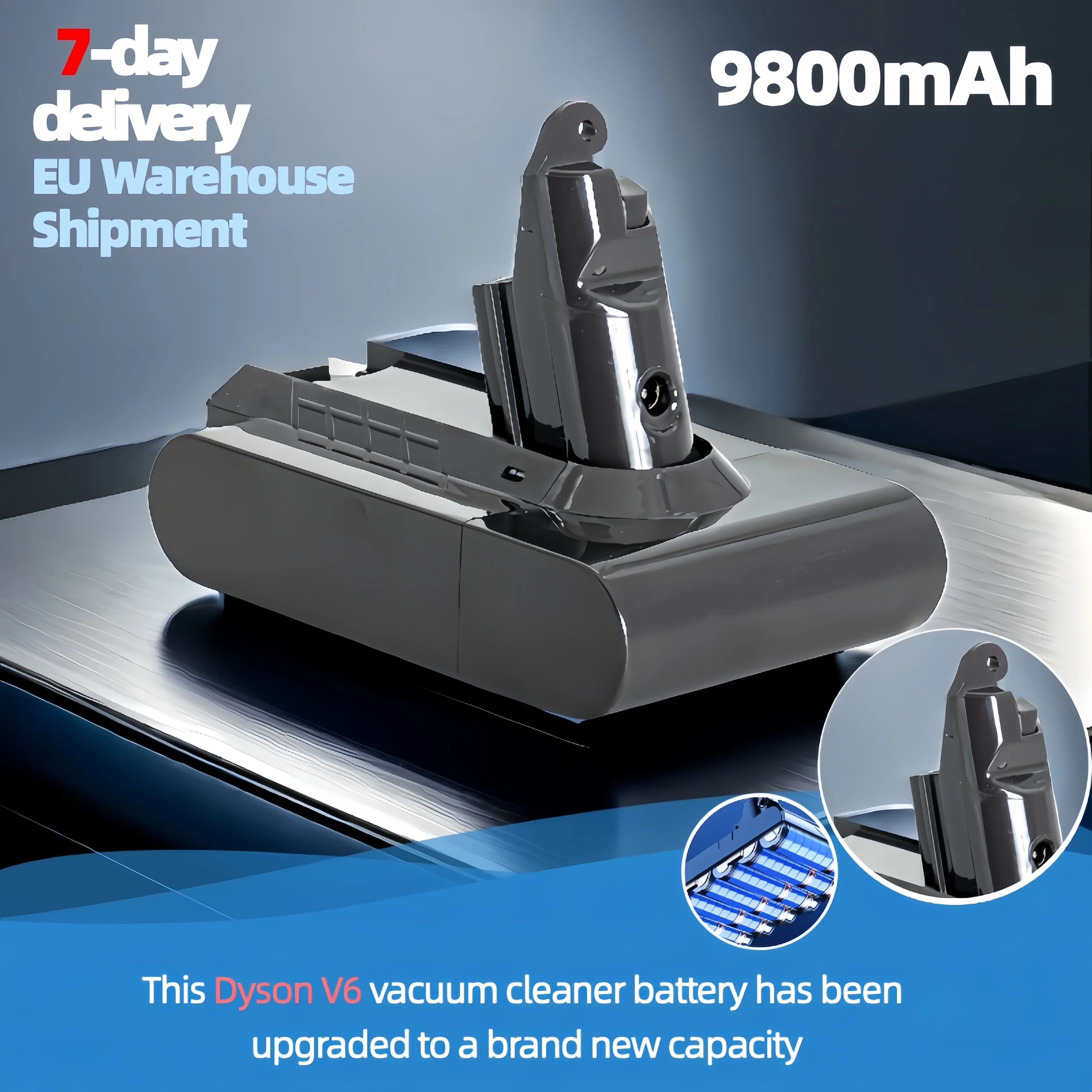 2025 Nuova batteria agli ioni di litio da 22,2 V 9800 mAh B compatibile con Dyson DC34/DC44/DC35 Animal - Capacità 28 Ah