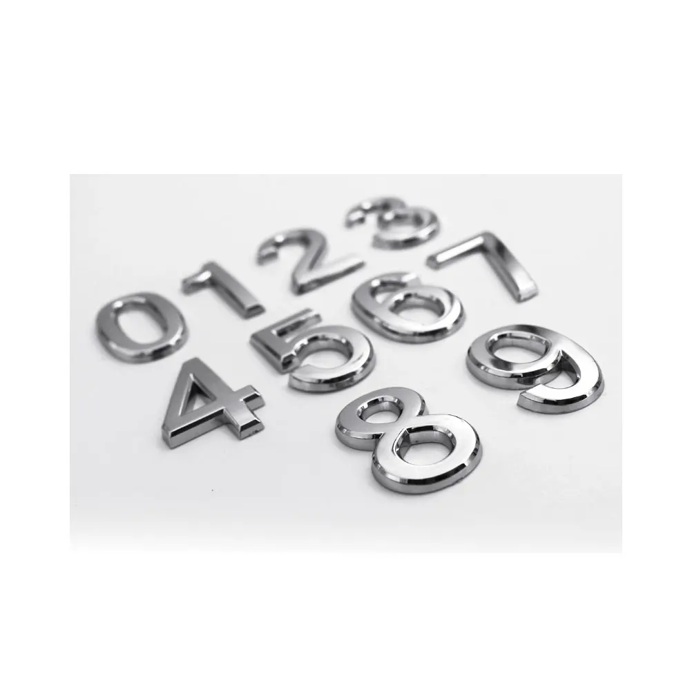 

Self Adhesive Decorative Marker Chrome 0 Door Numbers Three Dimensional Plastic Metal