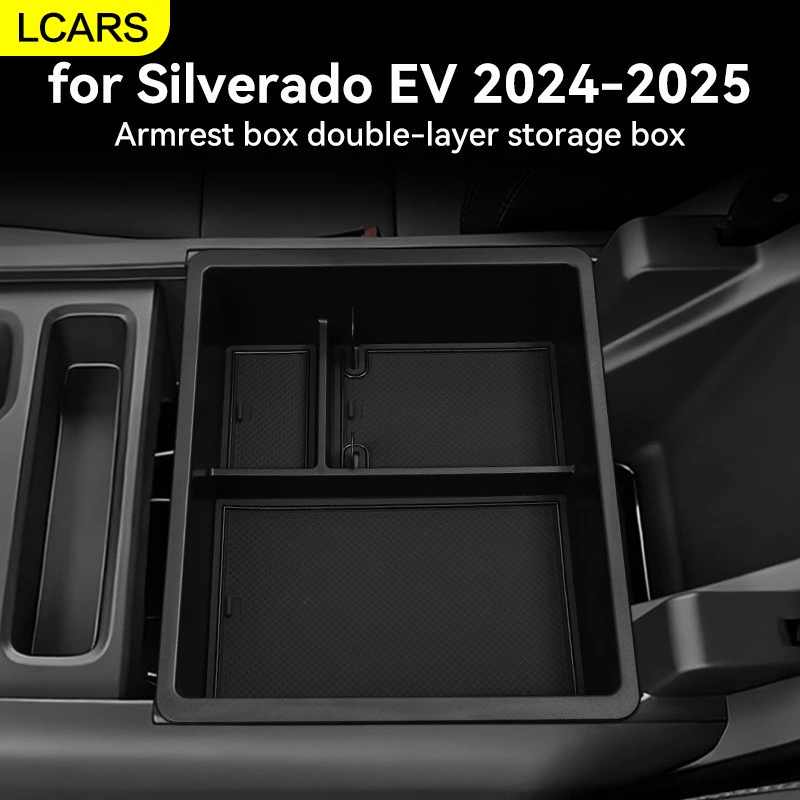 

Lcars — подходит для 24-25, Chevrolet Silverado, ящик для хранения подлокотника, аксессуары для модификации автомобиля, черные товары для салона автомобиля
