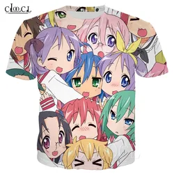 CLOOCL Lucky Star-Camiseta de Anime japonés para hombre y mujer, camisetas deportivas de gran tamaño con dibujos de Loli, ropa de calle Harajuku con estampado 3D