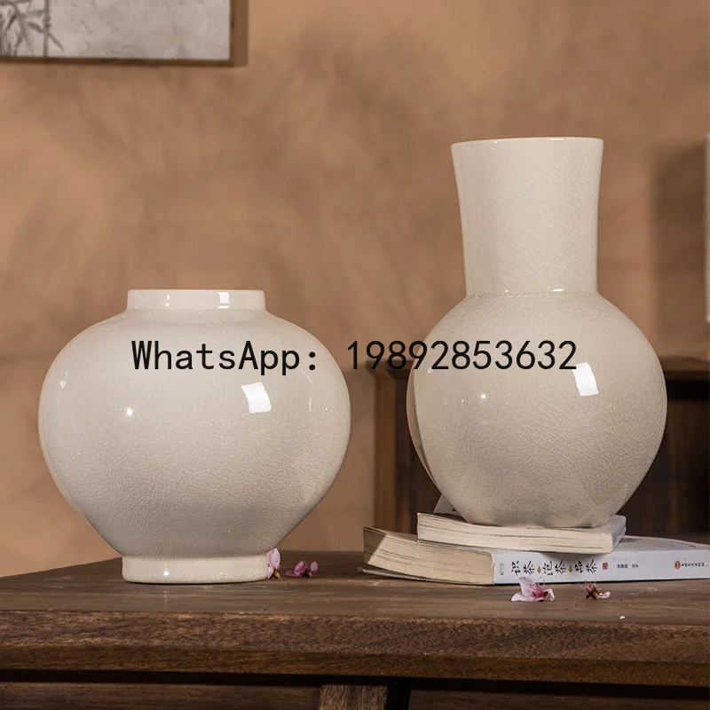 HP  Elegant Yellow Monochrome Glaze Ceramic Vase Simple Decorative Vase for Dried Flowers and Hydroponics Ceramic Vase