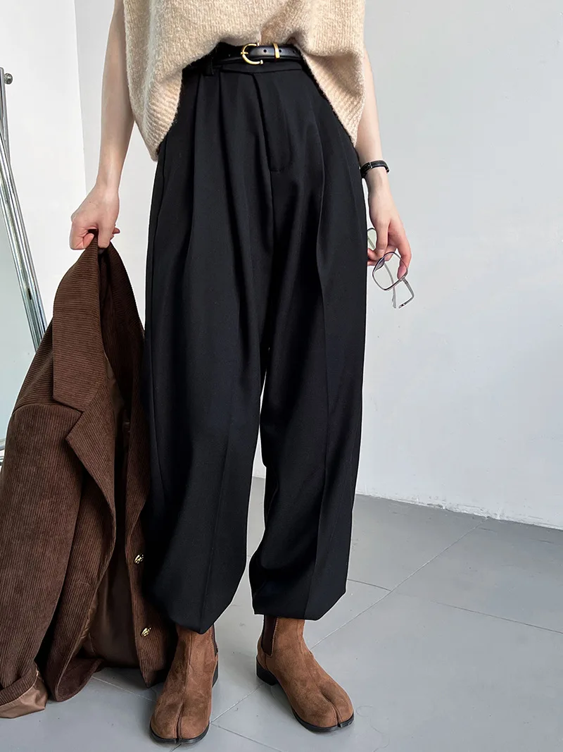 Floor-length suit pants for women 2024 spring and autumn new commuting drape loose wide-leg pants