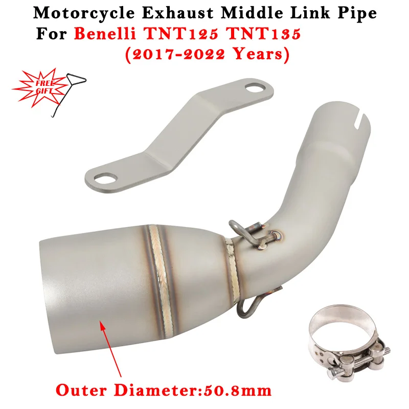 

Slip On For Benelli TNT 125 135 TNT125 TNT135 2017 - 2020 2021 2022 Motorcycle Exhaust Modified Muffler Escape Middle Link Pipe