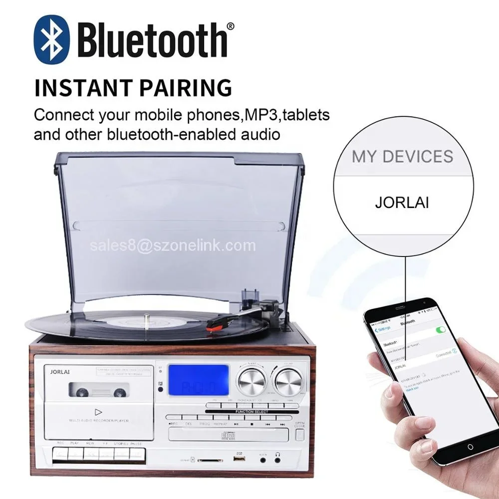 Best Sale Vintage Record Player Multiple Retro All- In-One Turntable Player with Gramophone