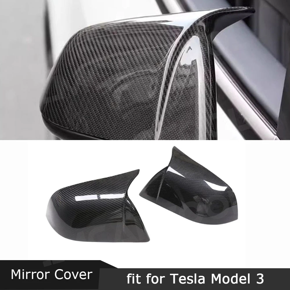 

For Tesla Model 3 For Model Y Rear View Side Mirror Cover Carbon Fiber Body Kits Accessories Side Review Mirror Caps Trim Parts