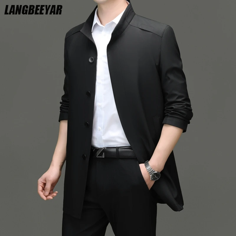 

High End Anti Wrinkle New Brand Business Casual Fashion Slim Fit Trench Coats Spring Autumn Overcoat Long Jacket ​​Outercoat