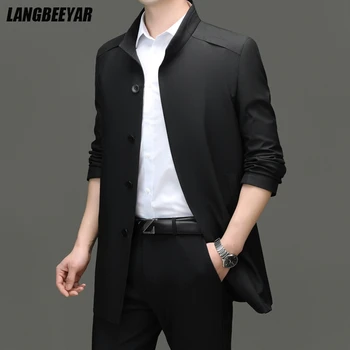 High End Anti Wrinkle New Brand Business Casual Fashion Slim Fit Trench Coats Spring Autumn Overcoat Long Jacket ​​Outercoat