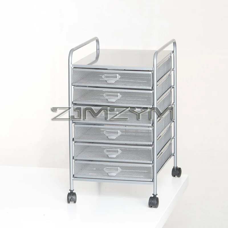 Wrought Iron Multi-Layer A3 File Rack With Drawer Trolley, Office Information Storage Cabinet, File Sorting Shelf