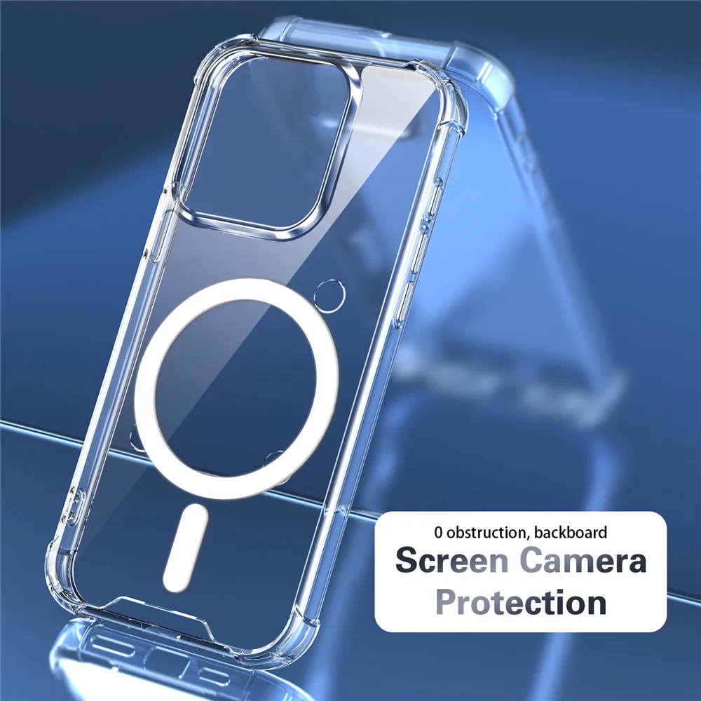 For Magsafe Magnetic Phone Case For Motorola Edge 60 70 Fusion 60 Pro 50 NEO G86 G85 G56 Four-corner Anti-fall Transparent Cover