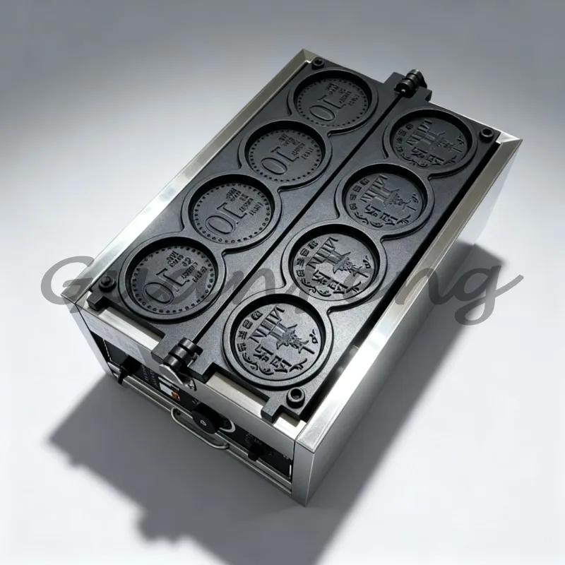 4 Coin Round, Coin Waffle Maker, Electric Crispy Cheese Cookie Baker, Multifunctional Snacking Equipment