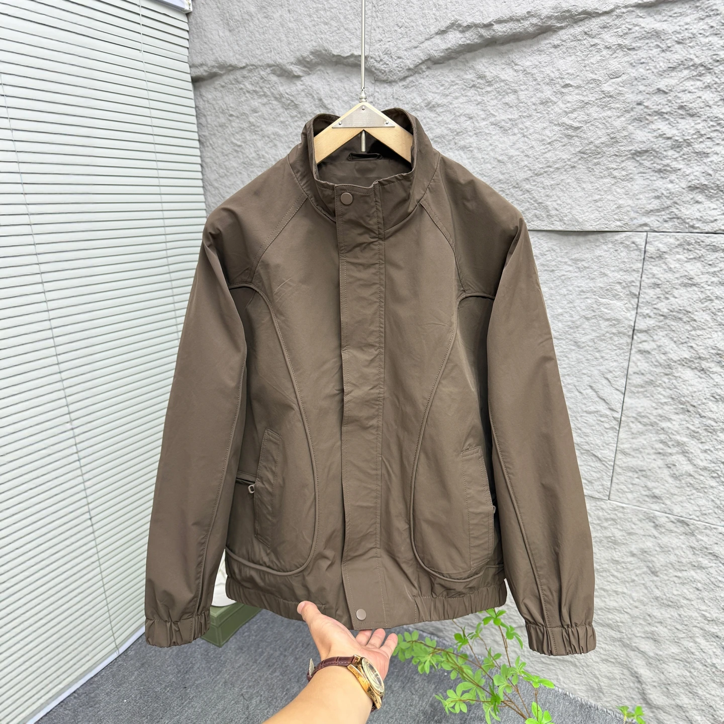 

Casual Outdoor Spring Autumn Men's Jaet Youth Faionable Stand Collar Top Polyester Long Sve Stand Fit Workwear Coat