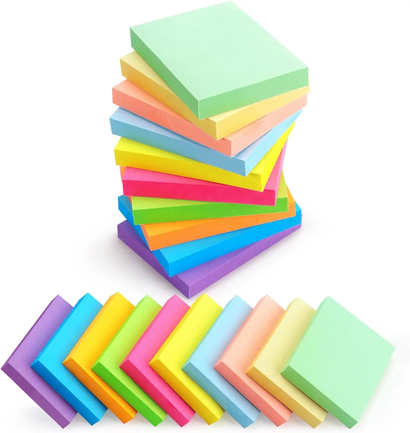 

Sticky Notes 1.5x2 Self-Stick Notes 10 Bright Colors 20 Pads 100 Sheets/Pad for School Office