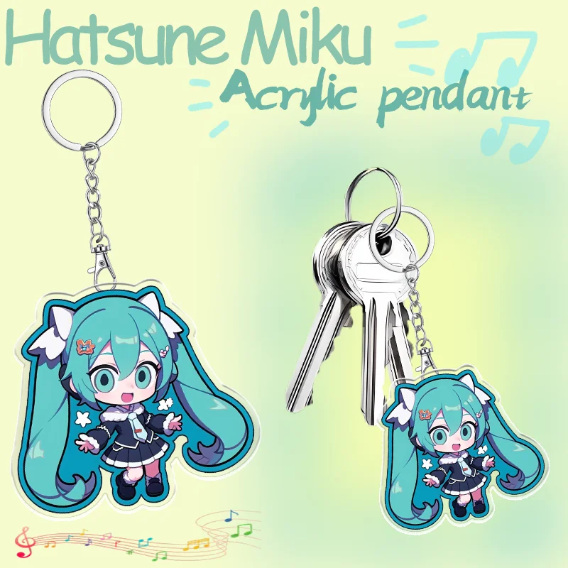 6cm Hatsune Miku Anime Peripheral Acrylic Keychain Accessaries Cartoon Bag Pendant Decorate Cute Keyring Friends Fans Gifts