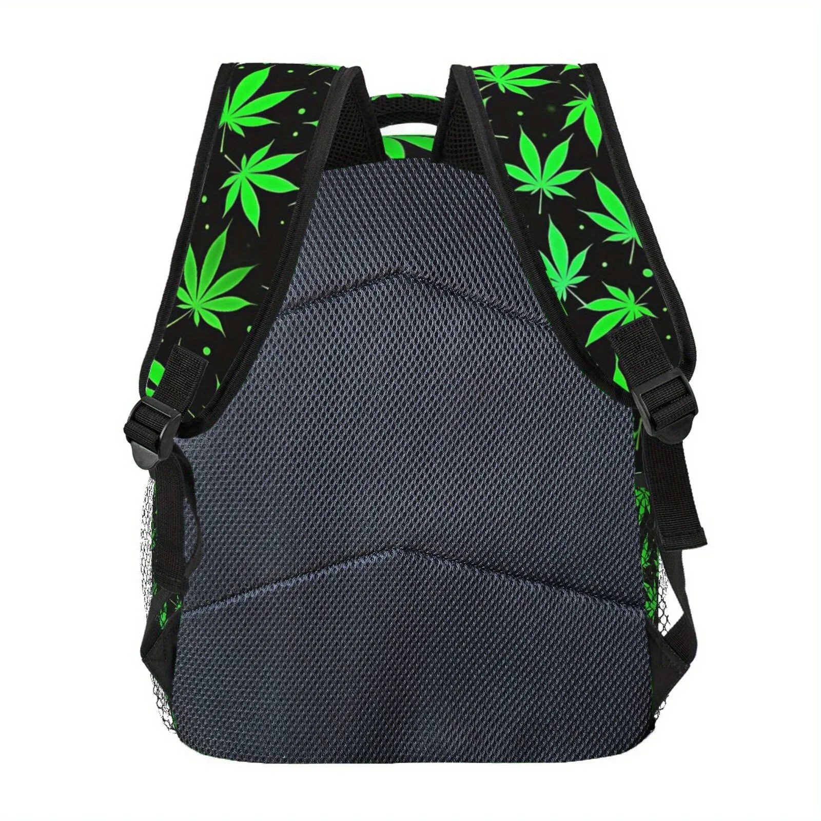 1pc Green Leaf Pattern Backpack Lightweight, Adjustable Straps, Zippered Closure, Hand Washable, Durable Polyester Material, P