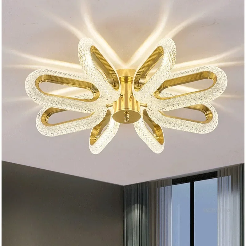 

GHJUYIOL Living room ceiling light, high-end and atmospheric crystal light, hall main light, light luxury room pendant light