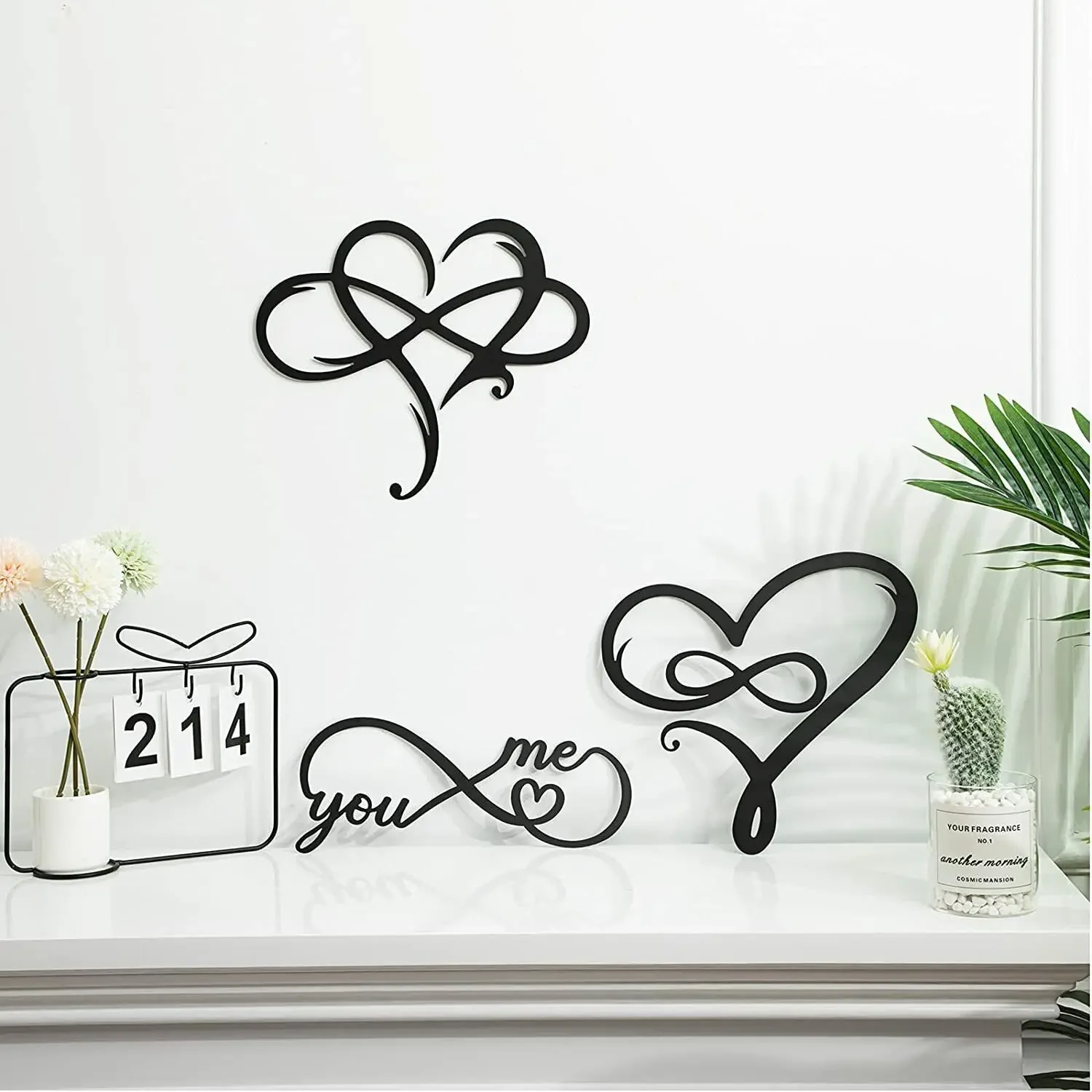 

3 Pieces Infinity Heart Wall Decor Iron Crafts, Love Wall Metal Sign Heart Shaped Wall Art