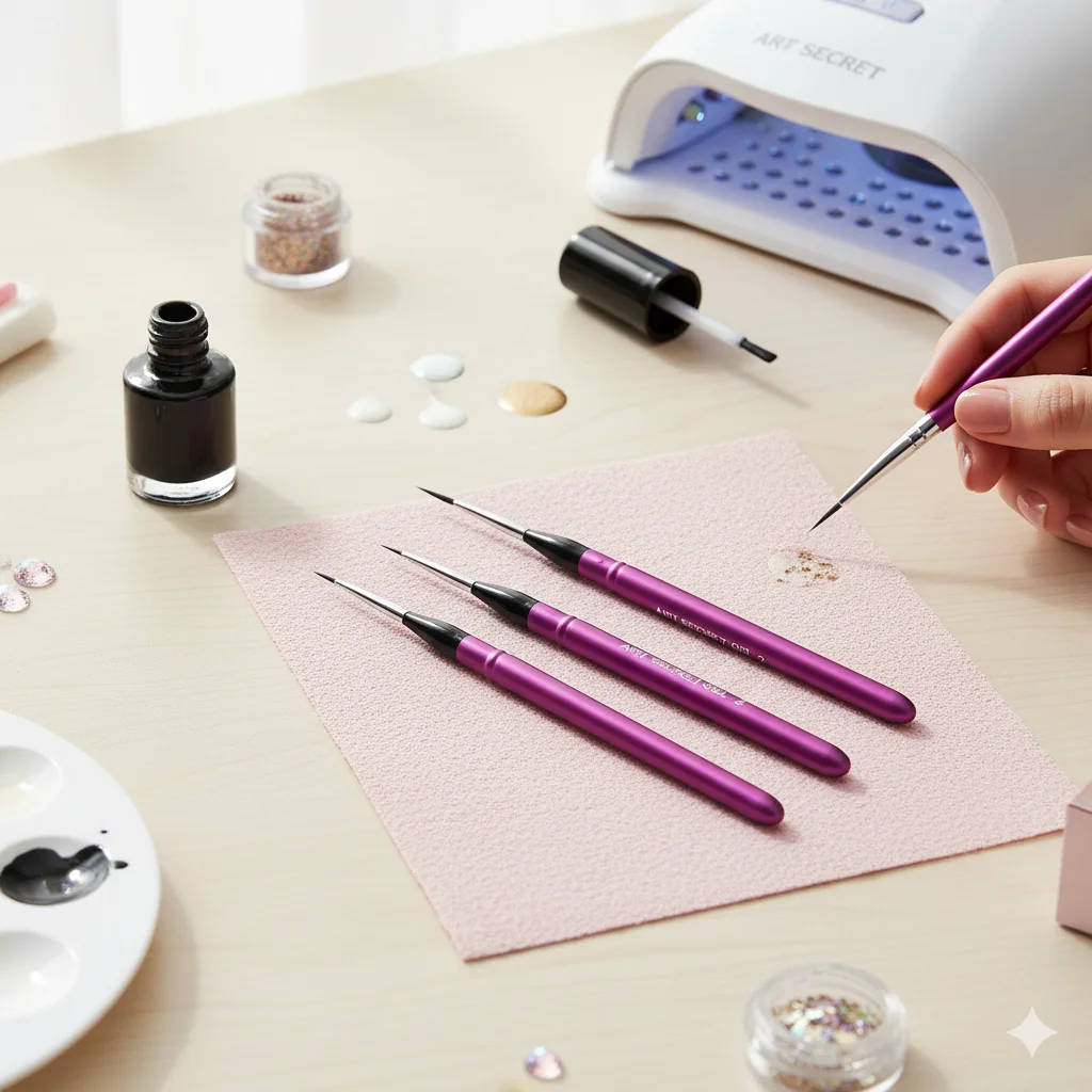 3-piece Precision Detail Nail Art Brush Set, Professional Fine Eyeliner Brush, Suitable for DIY Nail Art, Facial Paintin