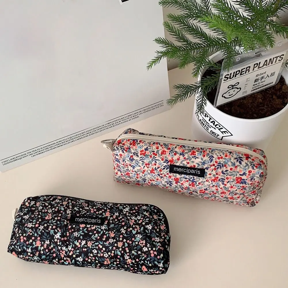 Portable Vintage Pen Bag Corduroy Multifunctional Pencil Case Large Capacity Cosmetic Bag Student