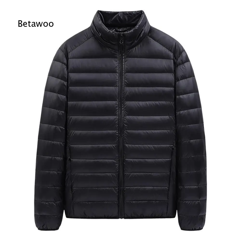 Winter Casual Light Padded Outerwear For Men Stand Collar Full Zip Portable Packable Design For Travel And Daily Wearing