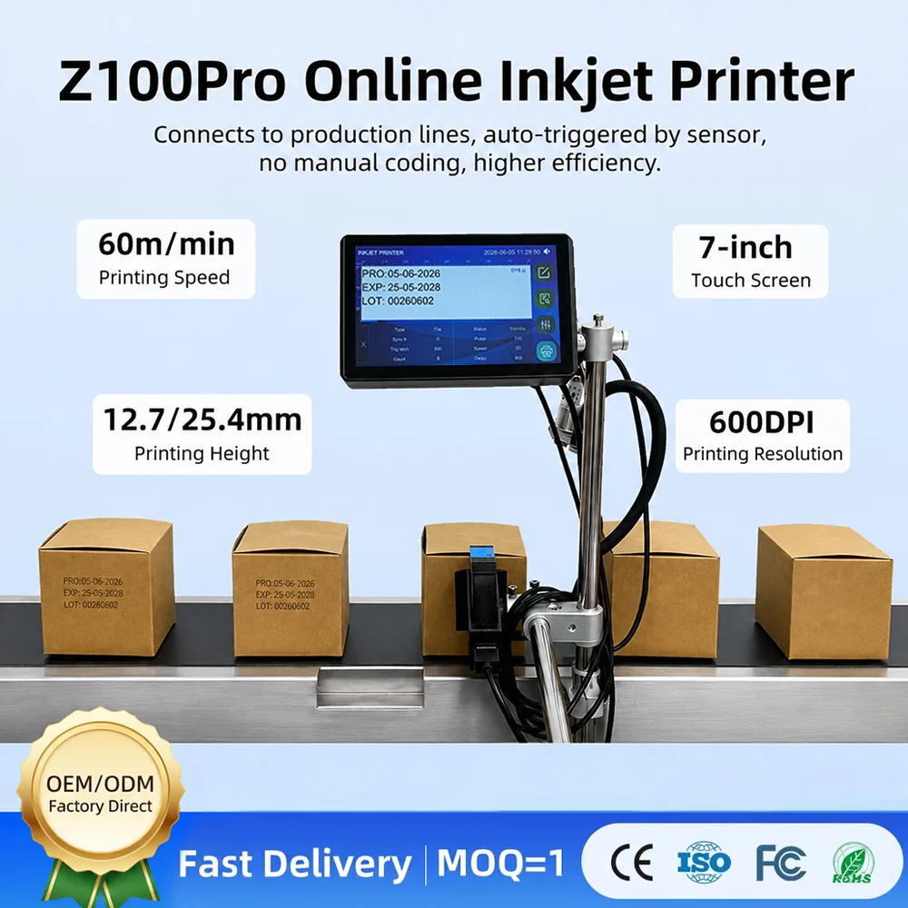 Automatic Touch Screen Inkjet Printer Coder For Expiration Date Batch Coding Beverage Carton Chemical Packaging