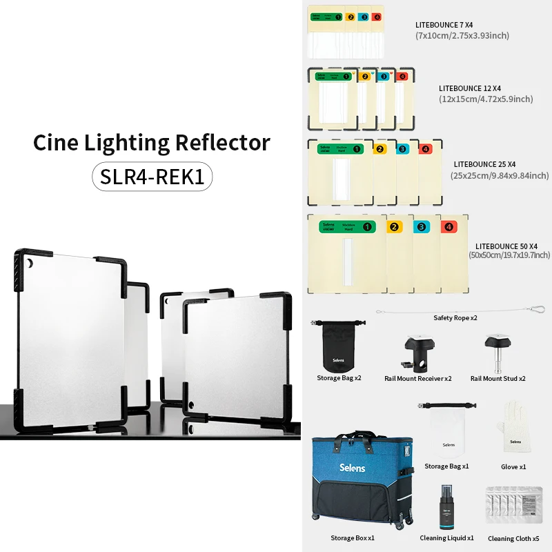 Selens Professional Cine Lighting Reflector Multiple Diffusion Types Hight Reflectivity Photo Studio Kits Photography Reflector