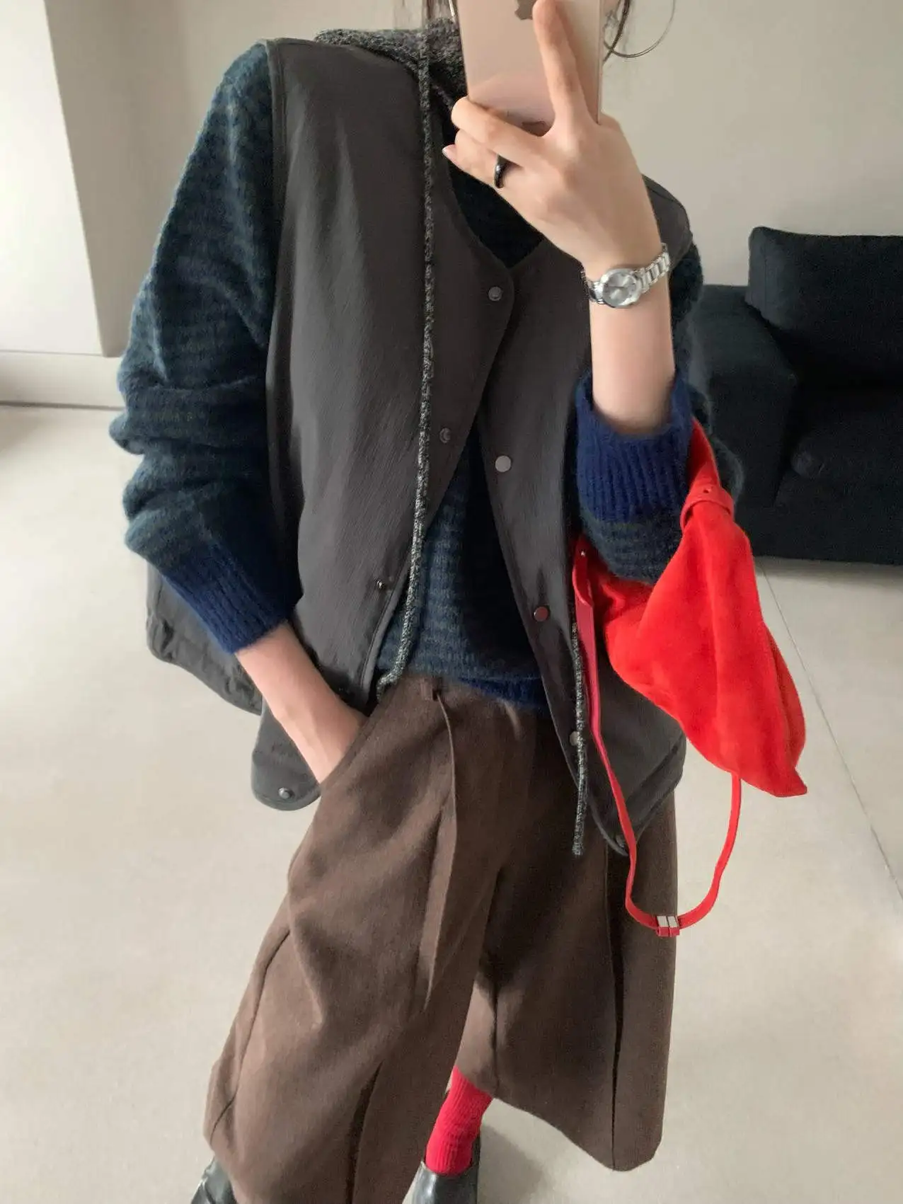 

Double-Sided Wearable Du down Vest Women's Faion Layering Autumn Winter Thiened Commute Sle Pure Color round Ne