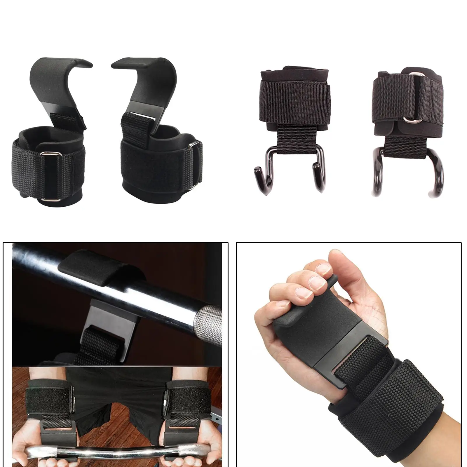 

Premium Weight Lifting Wrist Hooks Straps Support - Deadlift Gloves for Power