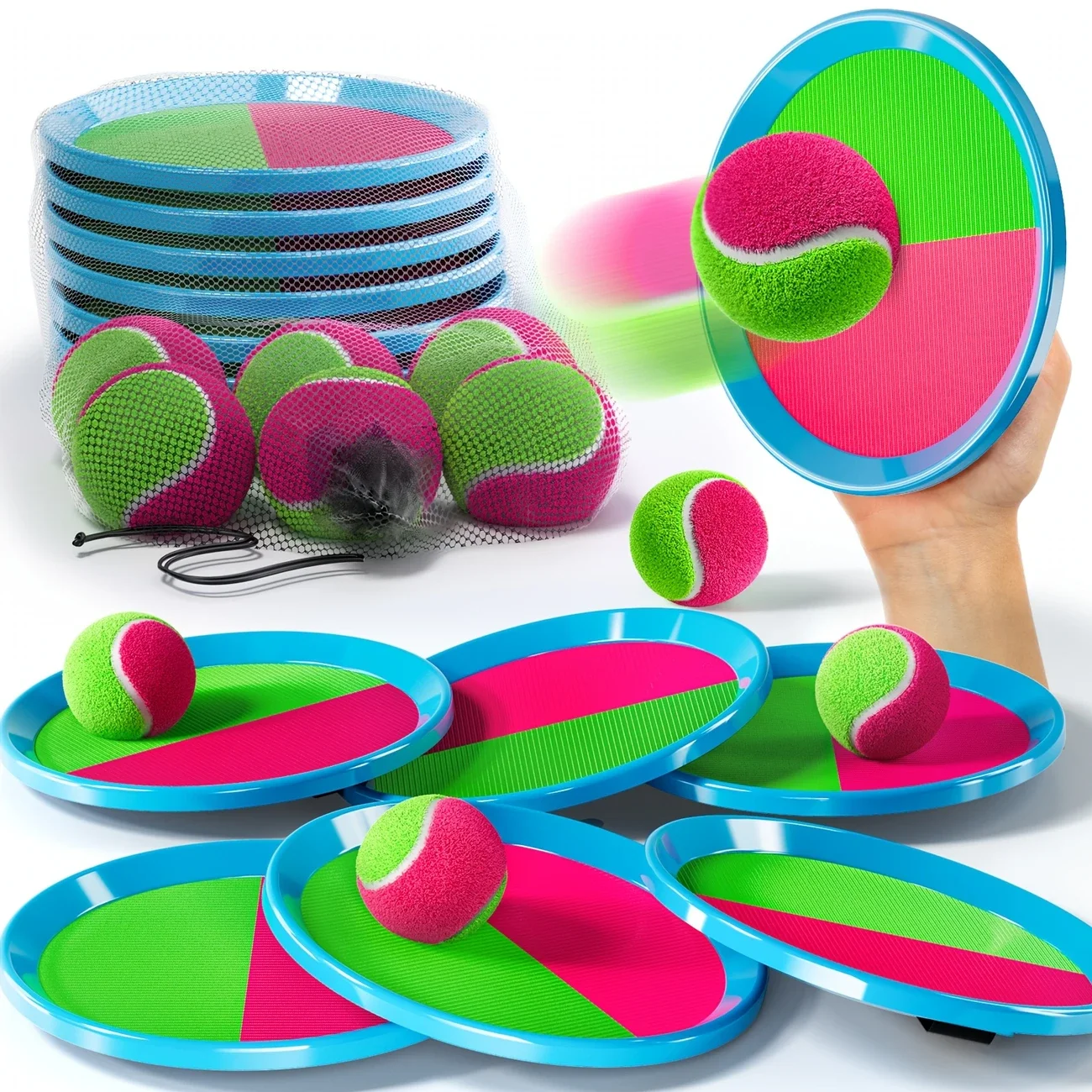 Brinquedos infantis Goo Ball - jogos ao ar livre, brinquedos de praia, um conjunto de bolas de arremesso com 2 morcegos e 1 bola, um jogo de praia perfeito de