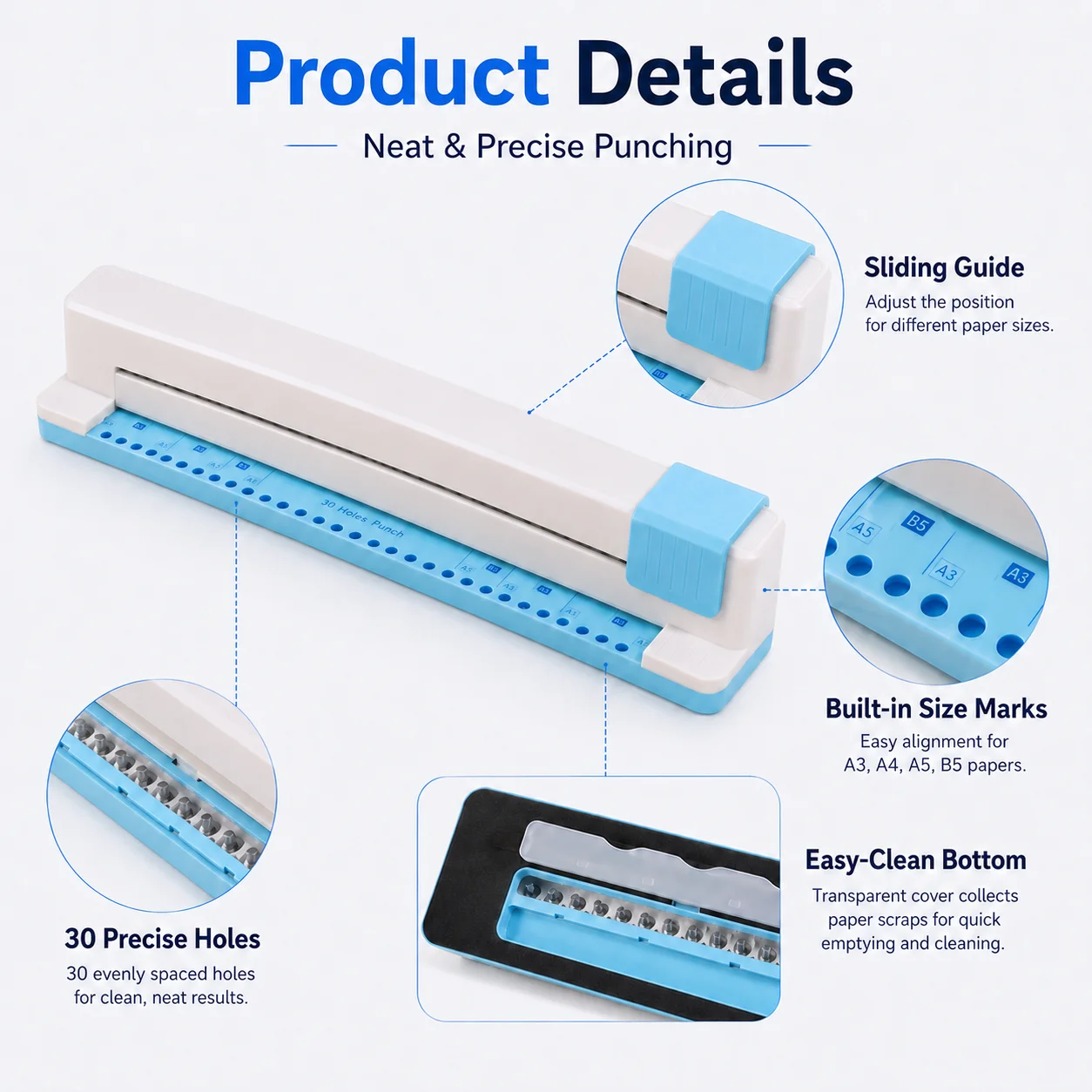 30 Hole Push Paper Puncher for - Binder A4 Lever ulasan dan harga