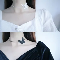 White & Black Butterfly Lace Chokers for Women Girls Ladies Sexy Fashion Velvet Gothic Necklace Neck Jewelry Accessories