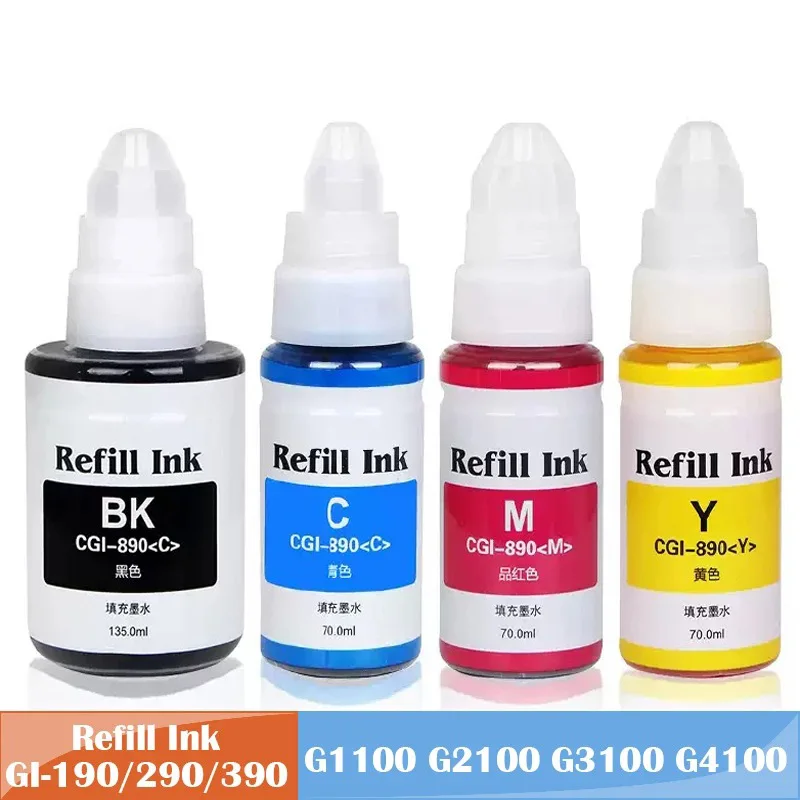 Tinta de recarga GI-190 para impressoras Canon GI 190, compatível com Canon PIXMA G1100, G1110, G2100, G2110, G3100, G3102, G3110, G3111, G4100, G4110, G4111.