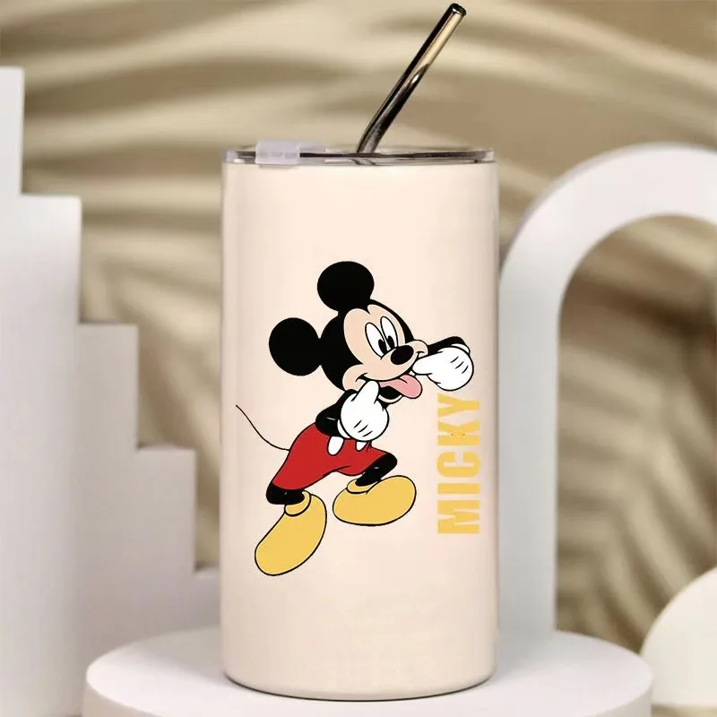 Disney Mickey cartoon thermos cup with straw coffee cup ins high-looking portable stainless steel water cup for boys and girls