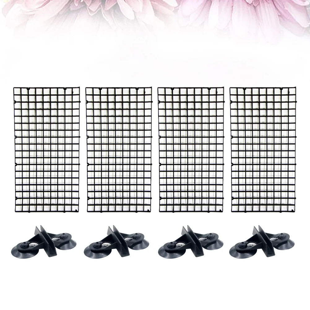 1 Set Aquarium Isolation Panel Lattice Plate Can Be Spliced Aquarium Supplies (Black 30x15cm 4pcs + Black Suction Cup 4pcs)